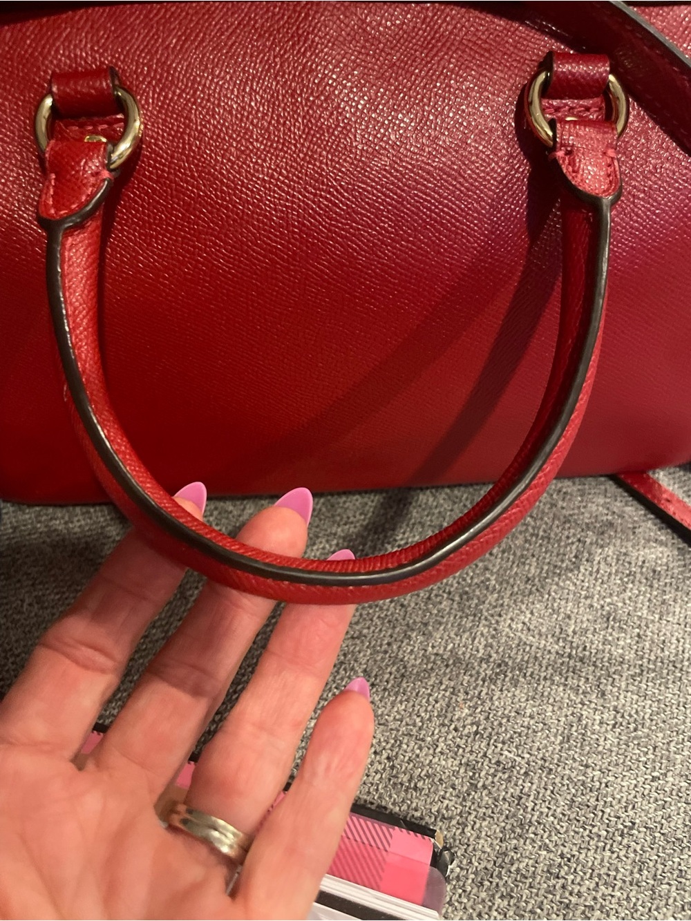 Coach Red Leather Rowan Satchel with Top Handles and Crossbody Strap - Picture 8 of 10